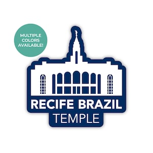 Recife-tempeltempel (Brazilië), Recife-tempel (Brazilië), Brazilië-tempelsticker, LDS-tempelstickers, Brazilië-sticker, zendingsgebied Recife (Brazilië).