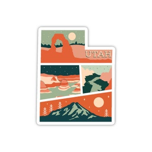 Utah Sticker, Utah state sticker, Utah waterbottle sticker, Utah mountain sticker, Arches national park sticker, Zion Utah Sticker