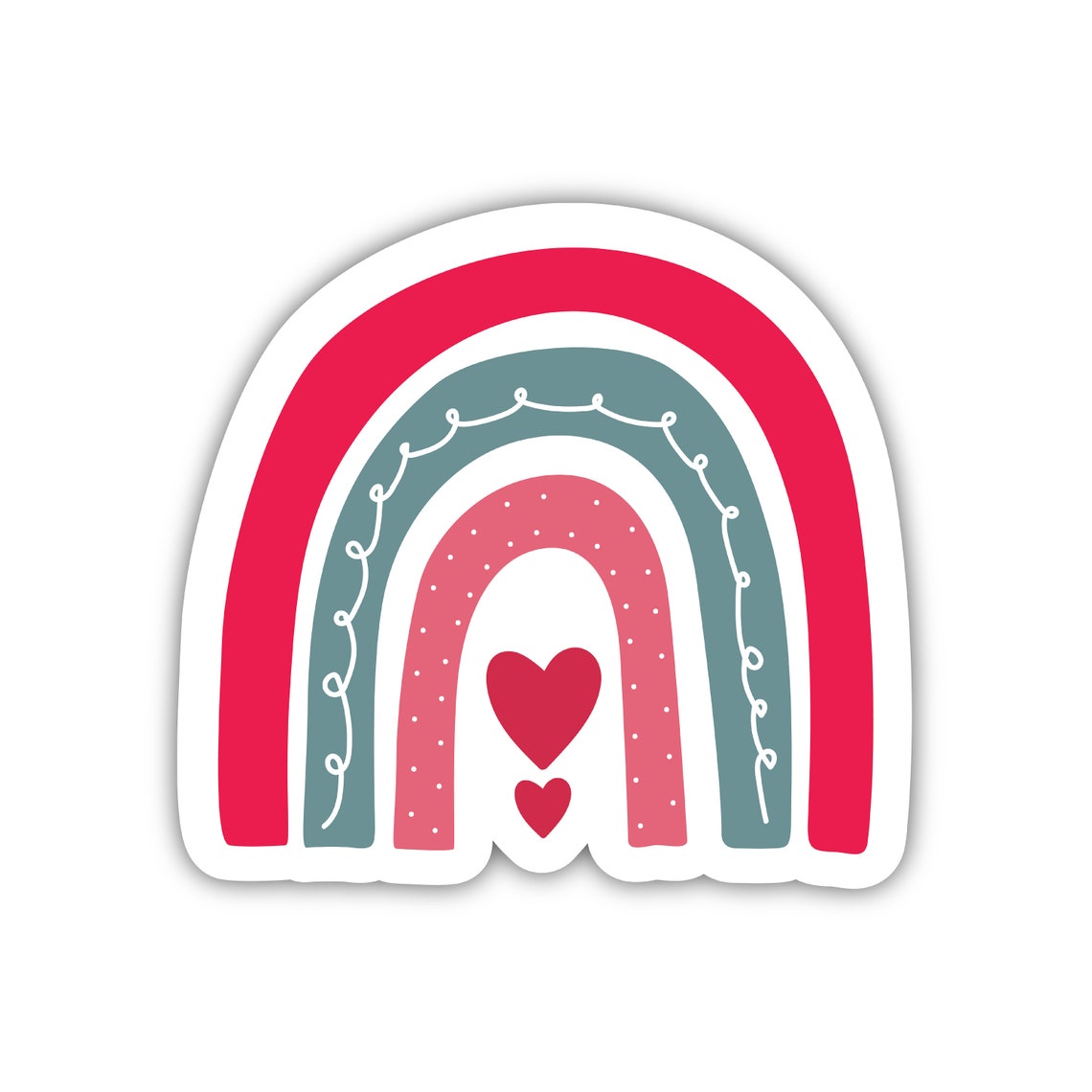 Pink Heart Rainbow Sticker, Boho Rainbow Sticker, Pink Rainbow Sticker ...
