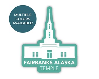 Klistermärke för Fairbanks tempel i Alaska, Fairbanks tempel i Alaska, klistermärke för tempel i Alaska, LDS-tempelklistermärken, LDS-klistermärken, Fairbanks tempel