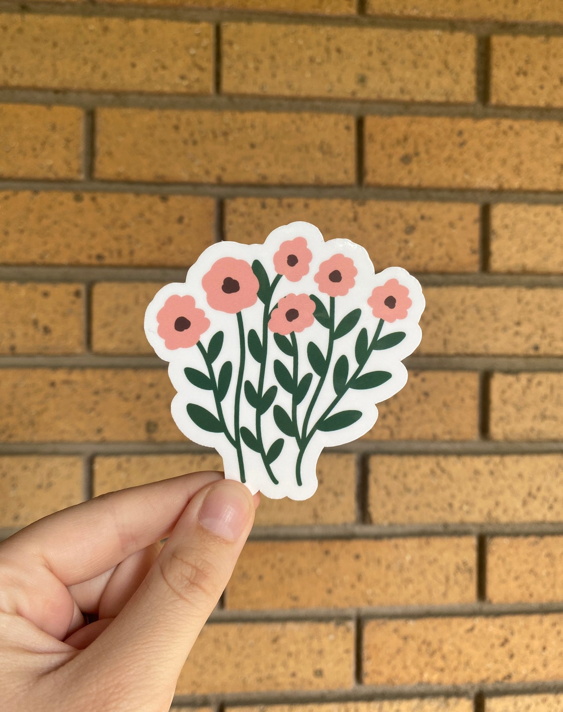 Pink Daisy Sticker Pink Wildflower Sticker, Pink Floral Sticker, Pink Daisy Sticker, Pink ...