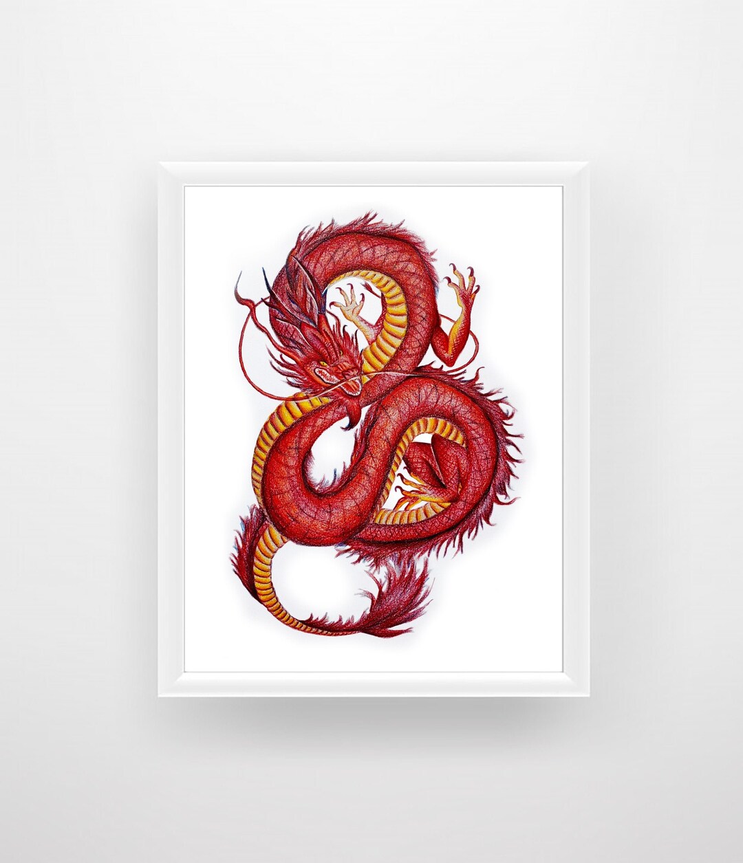 Chinese Dragon Art Print, Chinese Dragon Drawing, Chinese Dragon Art ...