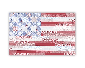 Quilt Flag Sticker, Cute American Flag Sticker, Fourth of July sticker, Patriotic American flag sticker, Independence Day Sticker