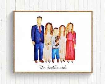 Custom Faceless Watercolor Family Portrait | Painted Family Portrait | Custom Painting | Hand Painted | Mother's Day Gift | Fathers Day Gift
