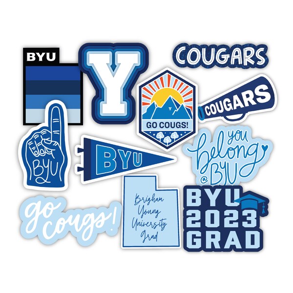 BYU Create Your Own Sticker Pack, BYU Stickers, BYU Sticker Pack, Brigham Young University Stickers, Byu Football stickers, Byu Gifts