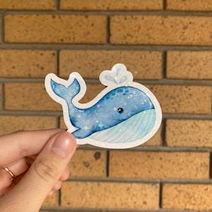 Holographic whale sticker, watercolor whale sticker, glitter whale sticker, cute whale sticker, space whale sticker, baby whale sticker