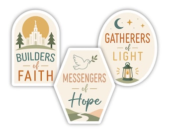 Young Women Stickers, New Young Women Group Name Stickers, Builders of Faith Sticker, Messengers of Hope Sticker, Gatherers of Light Sticker