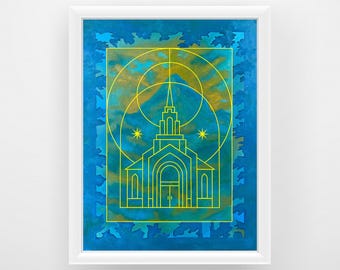 Berg des Herrn Kunstdruck, LDS Tempel Kunstdruck, LDS Tempel Gemälde, Himmlische LDS Wandkunst, Religiöses Tempeldekor, Lds Tempelkunst