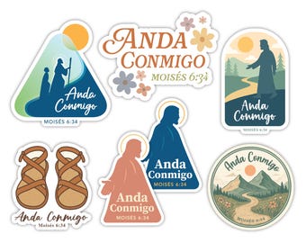 SPANISH 2026 Jugend Thema Aufkleber, Anda Conmigo, 2026 Aufkleber Junge Frauen, Spanische Jugend Thema Aufkleber, Moisés 6:34, Camina con Cristo
