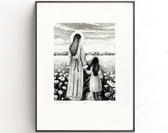 Niebiańska Matka Litografia Druk, Niebiańska Matka Sztuka, LDS Sztuka, Niebiańscy Rodzice Sztuka, Macierzyństwo Sztuka, Niebiańska Matka, Boska Kobieca Sztuka