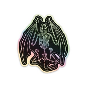 Holographic Bat Sticker, Spooky Bat Sticker, Holographic Halloween sticker, Bat Skeleton Sticker, Holographic Skeleton sticker, Bat decal