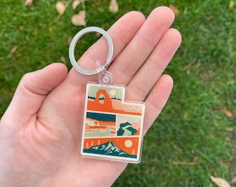 Utah Schlüsselanhänger, Utah State Schlüsselanhänger, Utah Acryl Schlüsselanhänger, Zion Schlüsselanhänger, Utah Schlüsselanhänger, Nationalpark Schlüsselanhänger, Utah Keychain