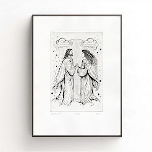 Himmlische Eltern Intaglio-Druck, Himmlische Mutterkunst, LDS-Kunst, Himmlische Elternkunst, Himmlische Eltern, Himmlische Mutter, Göttlich-Weibliche Kunst