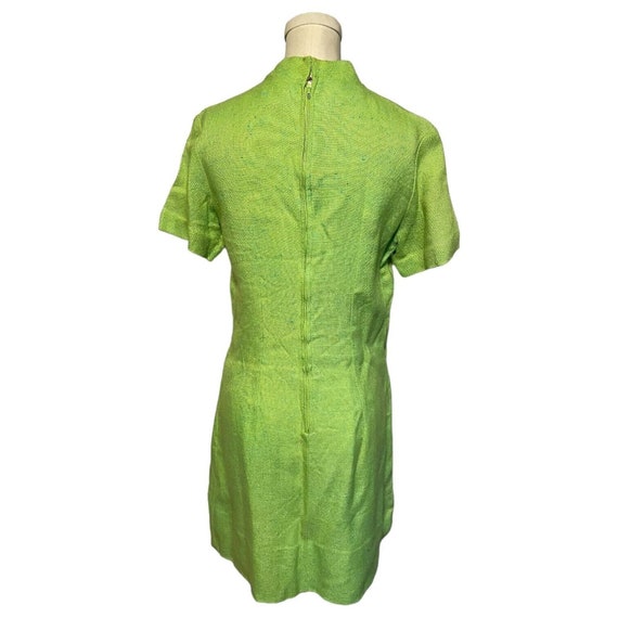 Vintage 60s Dress de Ville Bright Lime Green Navy… - image 4