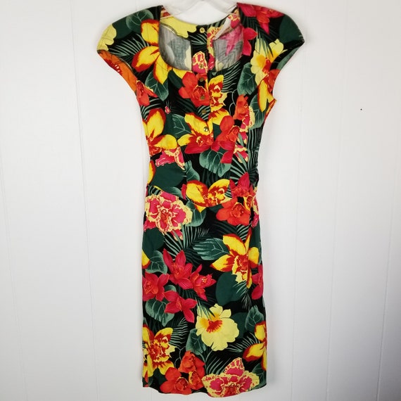 RARE Vintage 80s ALMA Floral Dress Italian Pinup C