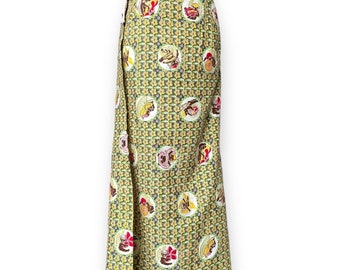 40s Paradise Sportswear Floral Nymph Fairy Wrap Skirt Cotton Hawaiian Tiki Print
