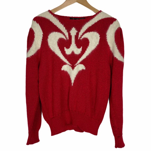 Vintage Jacqueline Acrylic Knit Red Holiday Sweate