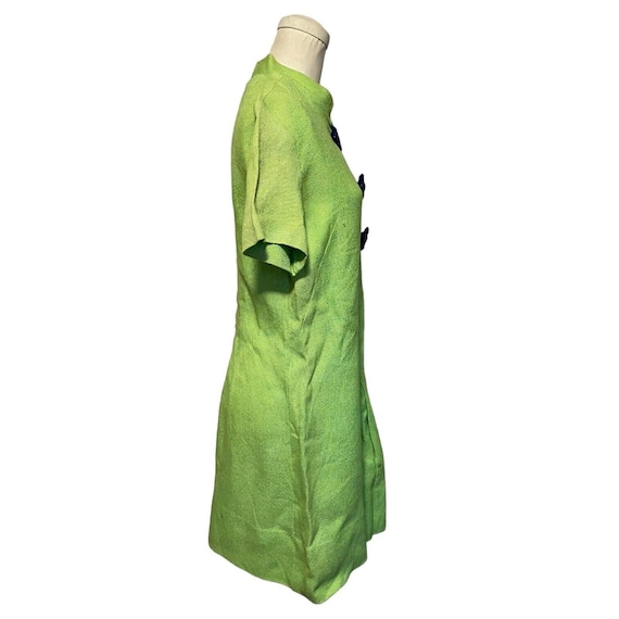 Vintage 60s Dress de Ville Bright Lime Green Navy… - image 5