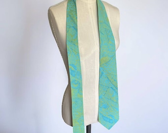 Vintage Green Blue Seashell Dotted Beach Theme Tie Handmade Colorful Novelty Print
