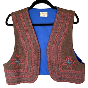 Chaleco hippie vintage para niños hecho a mano bordado estilo bohemio marrón estilo suroeste