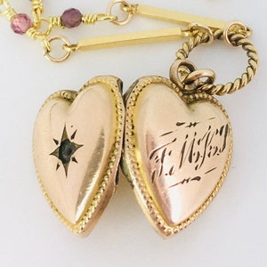 Antique Heart Locket / Gold Filled Locket / Watch Chain / Gemstone Necklace / Upcycled Antique / Tourmaline Necklace / Layering Necklace