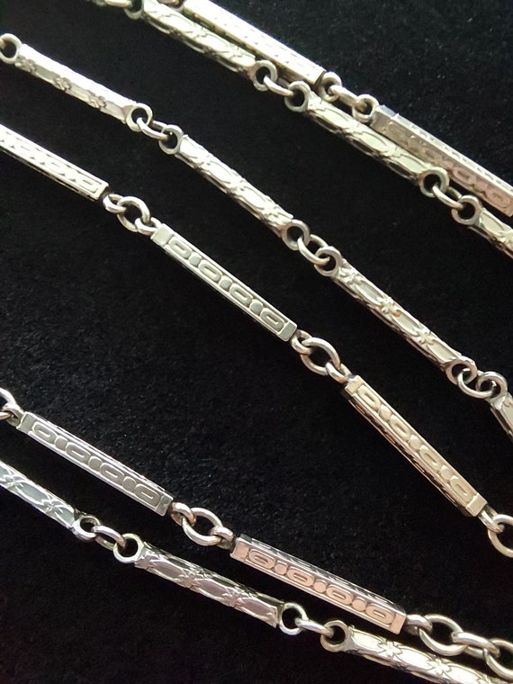 Antique Watch Chain 24", White Gold Filled Fancy … - image 2