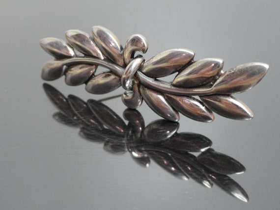 Vintage Sterling Silver DANECRAFT Leaf Brooch Cir… - image 2