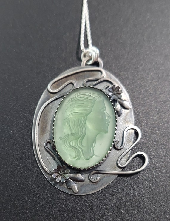 Art Nouveau Style Sterling Silver Ladies Head Flo… - image 3