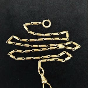 Vintage Watch Chain Necklace, SIMMONS 15.25&quot; 12k Gold Filled Layering Chain, Fancy Link Chain,  Fancy Dog clip clasp and Spring Ring