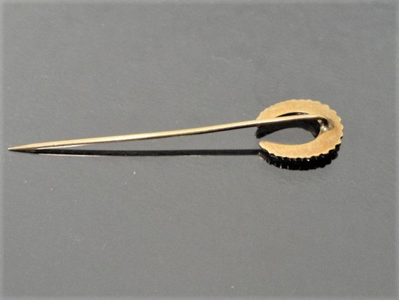 Antique Stick Pin 10k Gold Seed Pearl Horseshoe S… - image 4