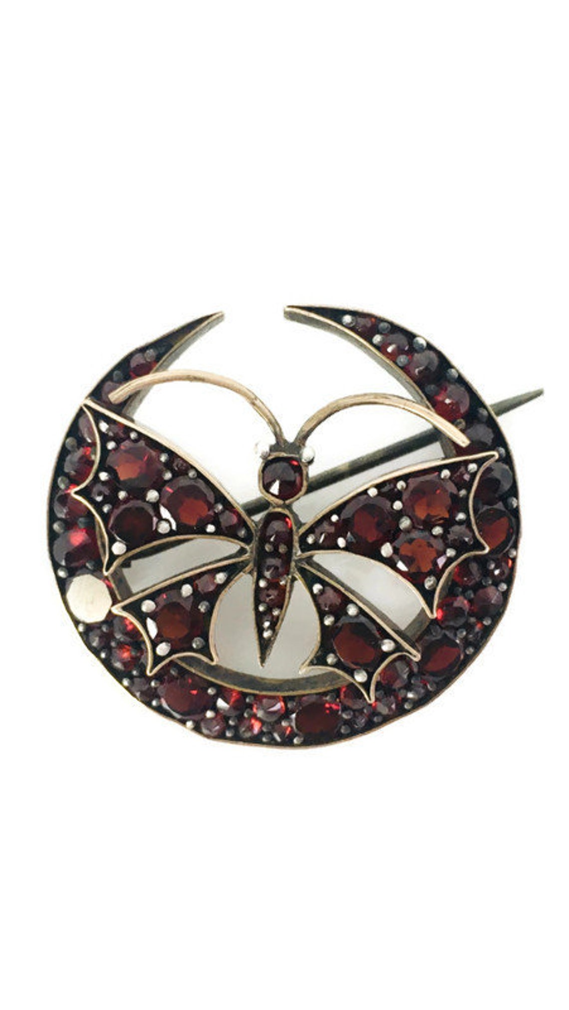 471 Garnet Pearl Butterfly Brooch main image 0