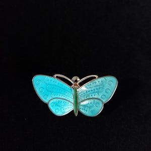 Vintage Sterling Silver Guilloch Butterfly Brooch Pin Circa 1950&#39;s Scarf Pin