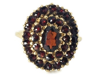 Antico anello granato Boho in oro boho 14k edoardiano / anello di fidanzamento vintage antico
