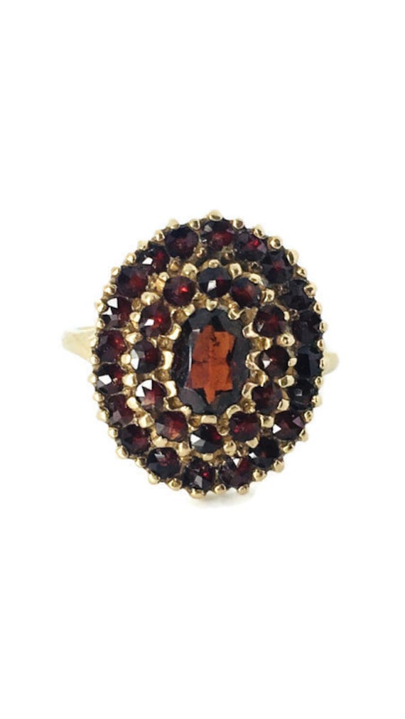 Antique Edwardian 14k Gold Bohemian Garnet Ring / 