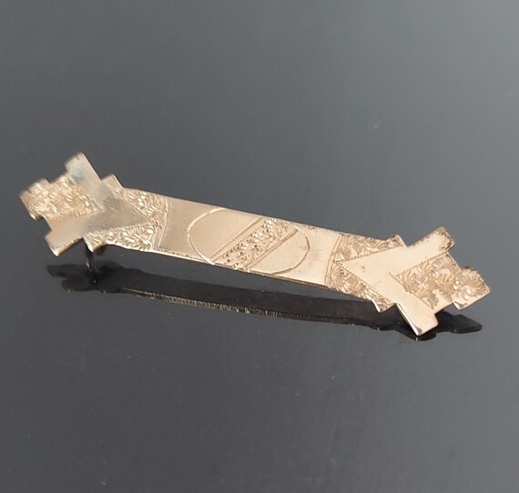 Antique Gold Filled Engraved Brooch / Victorian G… - image 2