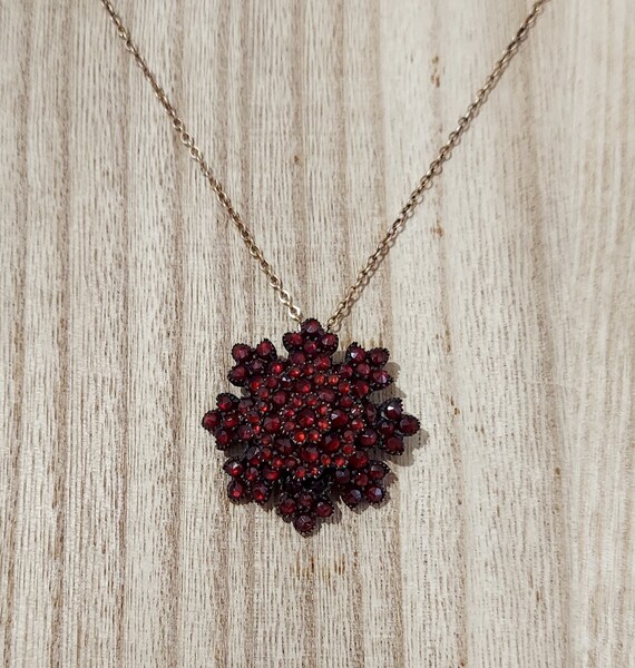 Bohemian Garnet Pendant, Antique Victorian Garnet… - image 6