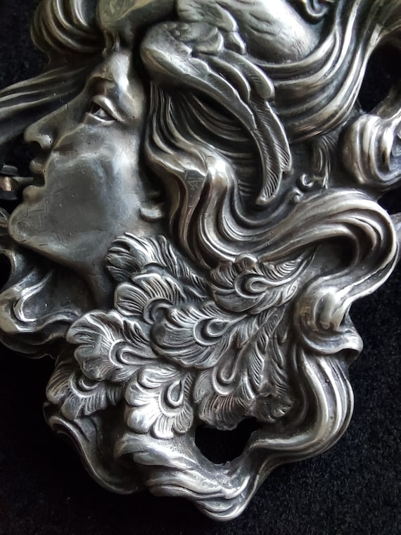 Unger Brothers Sterling Silver Brooch / Art Nouveau L… - Gem
