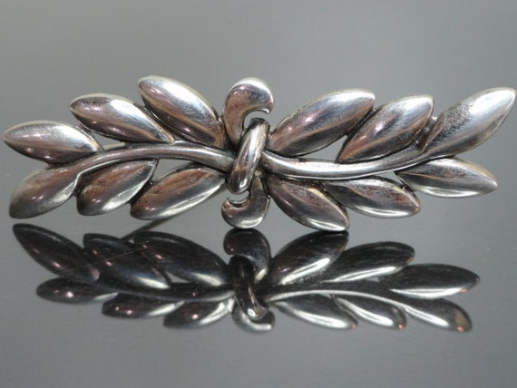 Vintage Sterling Silver DANECRAFT Leaf Brooch Cir… - image 1