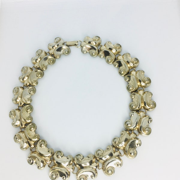 Coro Modernist Gold Tone Adjustable Choker Necklace / Mid Century Jewelry / Statement Jewelry
