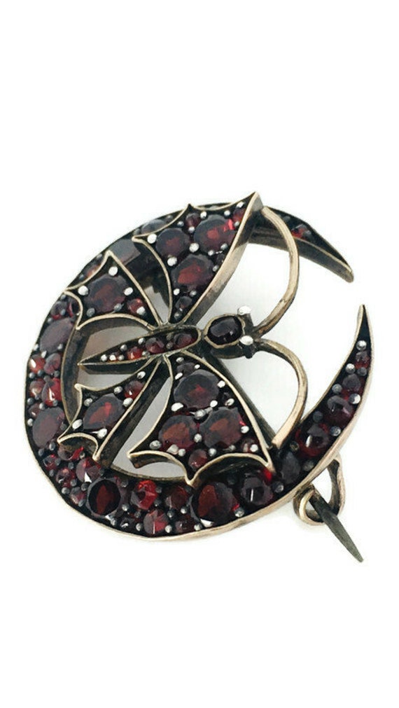 Antique Bohemian Garnet Butterfly Brooch Victoria… - image 5