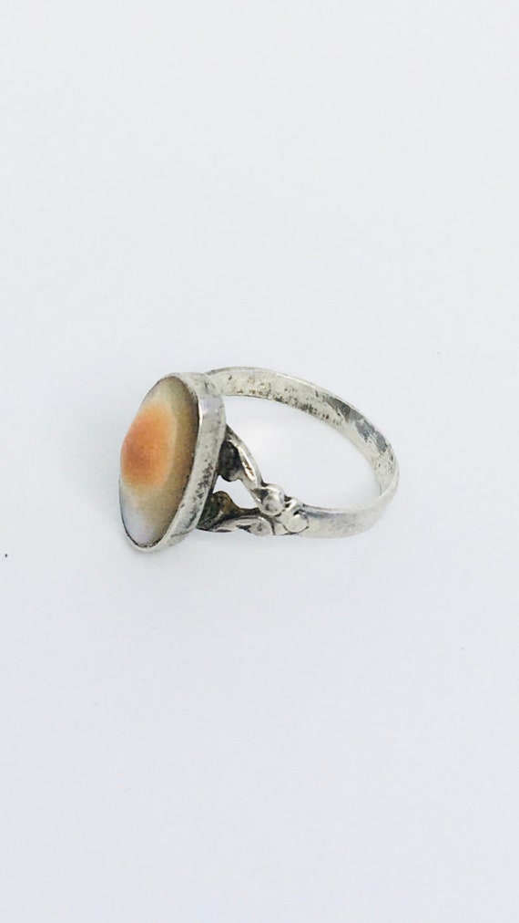 Antique Sterling Blister Pearl Ring / Art Nouveau… - image 3