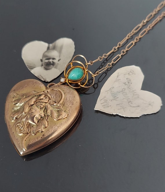 Antique Heart Locket / Repousse Gold Filled Locket