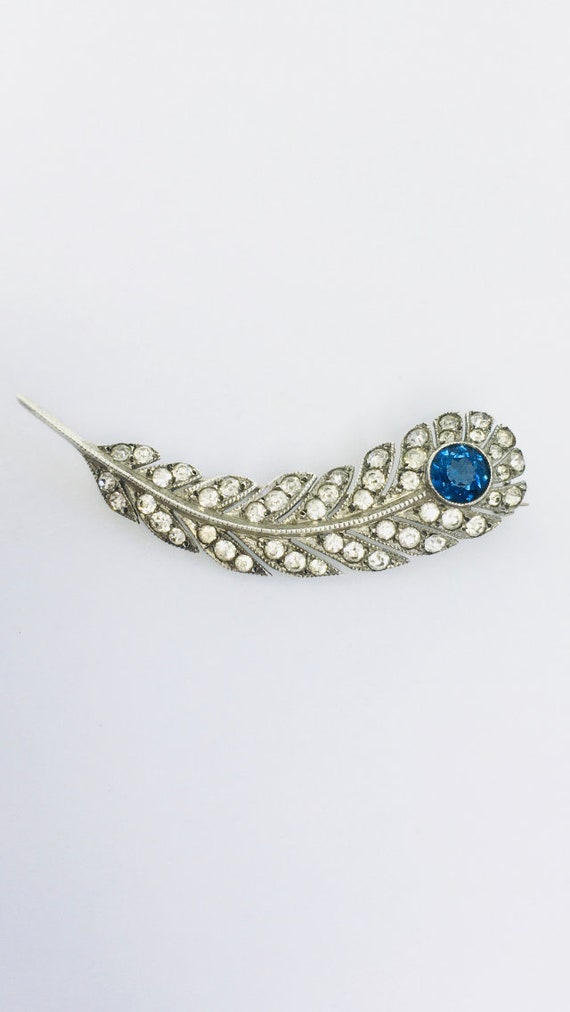 Exquisite Art Deco Sterling Silver Sapphire Paste… - image 1