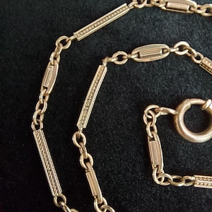 SIMMONS Watch Chain, 14.75&quot; Gold Filled Bar Link Watch Chain, Fancy Link Chain, Antique Choker, Layering Necklace, Dog clip clasp