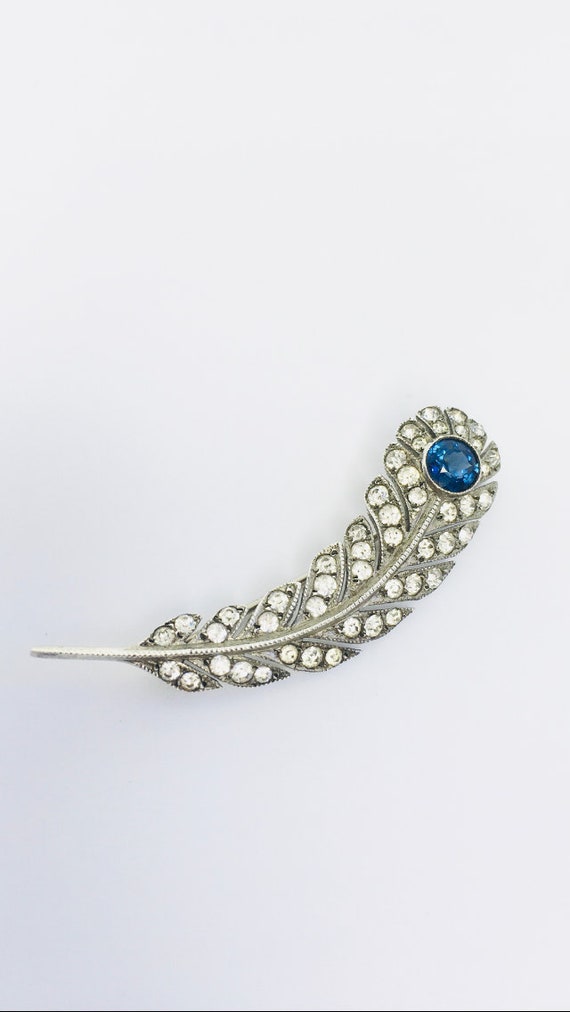 Exquisite Art Deco Sterling Silver Sapphire Paste… - image 2