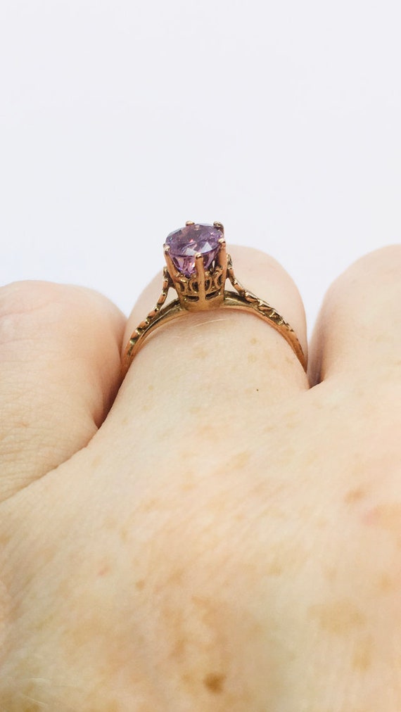 Edwardian Antique Ring, 14k Spinel Ring, Solitaire