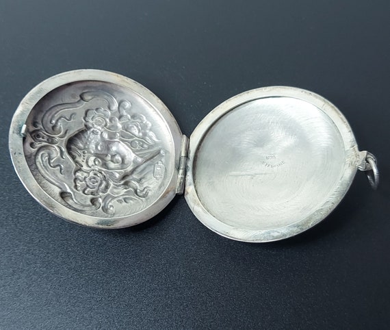 Vintage Sterling Silver Locket Mucha Style Ladies… - image 5
