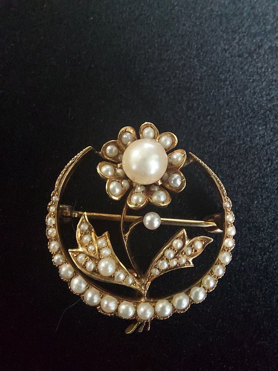 Antique Moon Watch Pin, Honeymoon Brooch, Antique 