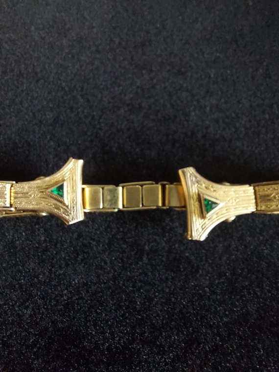 Antique Filigree Gold Filled Emerald Paste Watch B