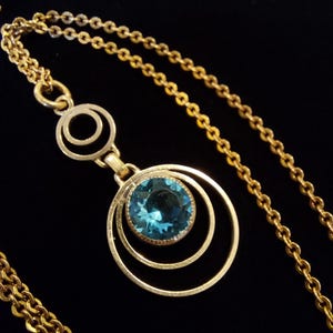 Vintage gouden ketting, hanger van blauwe steen, 12k gold filled ketting, vintage gouden ketting, SIMMONS